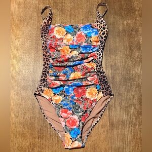 Johnny Was Floral Leopard One-Piece Swimsuit | NWT